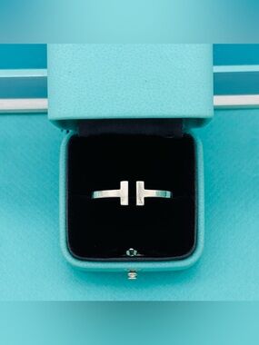 Tiffany & Co SS Retired T Square Ring Size 12 EUC